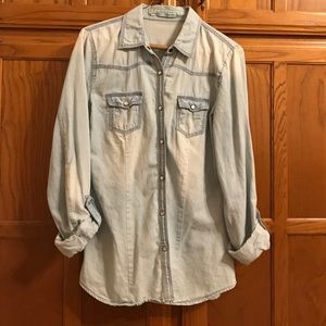 Button-down pale denim shirt