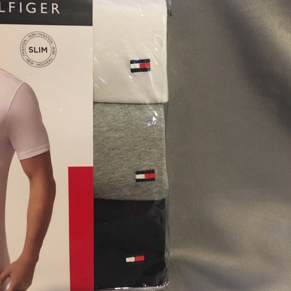 Tommy Hilfiger Slim Fit V-Necks Navy, White, Gray - Picture 2 of 4