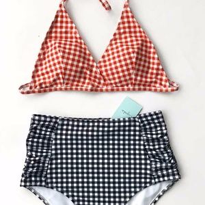 Plaid Halter Bikini Set