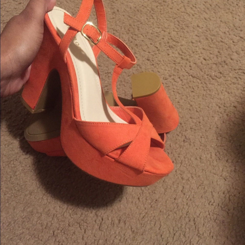 Orange suede sandals