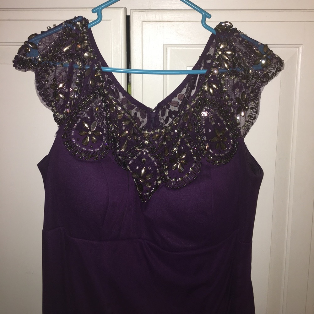Xscape Formal Beaded Neckline, floor length Dress