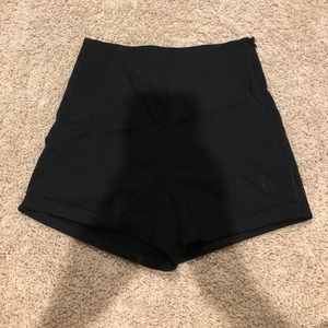 Black polyester high waisted shorts
