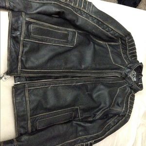 Mens Affliction black leather jacket Xl