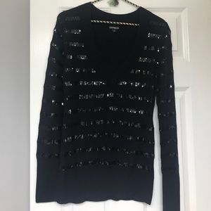 Black sequined Express v-neck sweater
