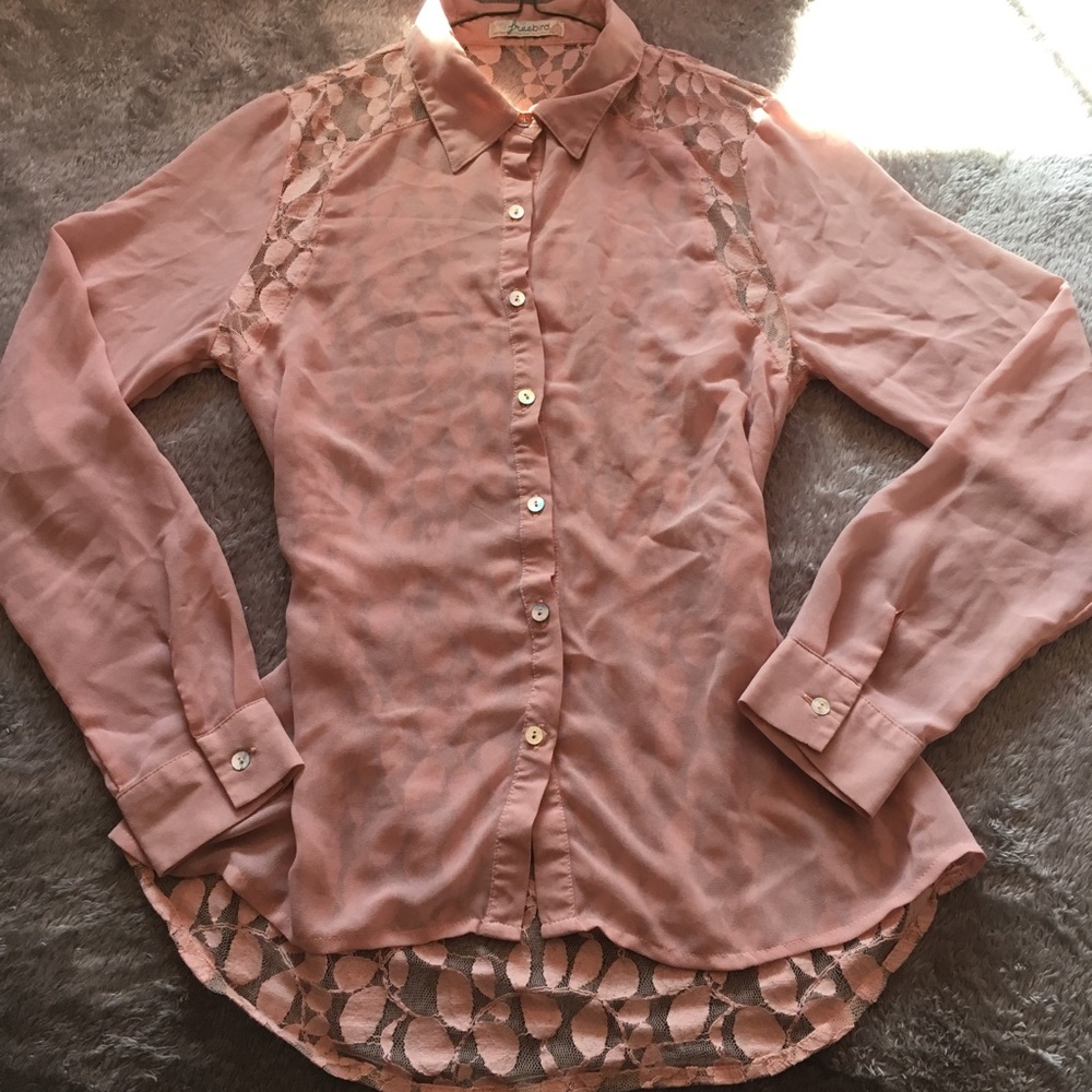 Pink floral blouse
