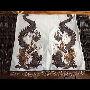 LONG pencil skirt with Batik dragon panels- S