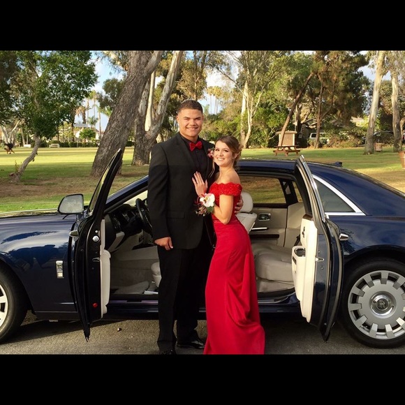 Red off the shoulder Prom Dress - Picture 3 of 5