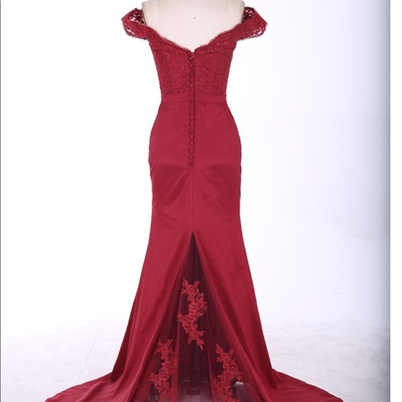 Red off the shoulder Prom Dress - Picture 4 of 5