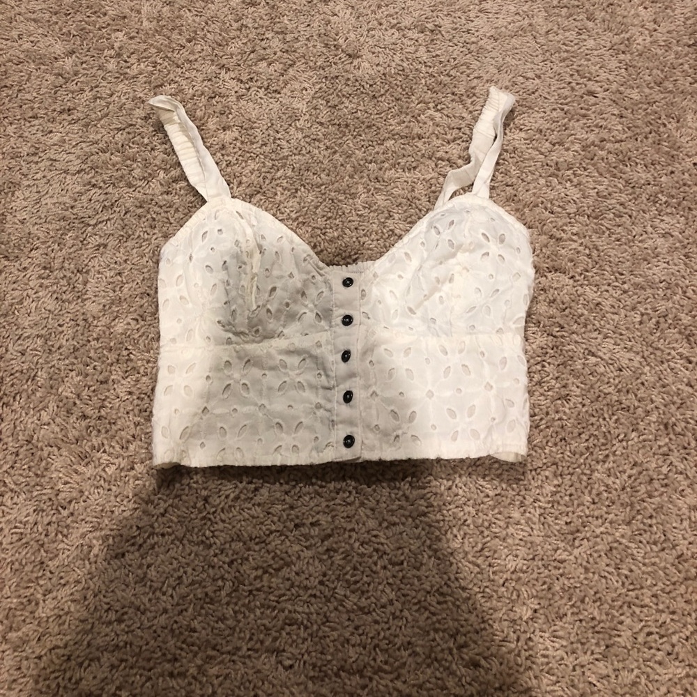 Hollister white eyelet crop top