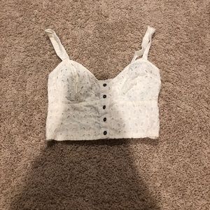 Hollister white eyelet crop top