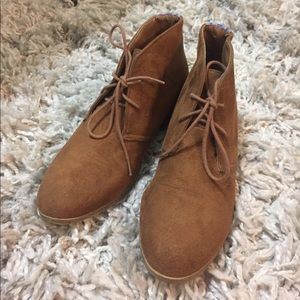 Suede lace up ankle boots