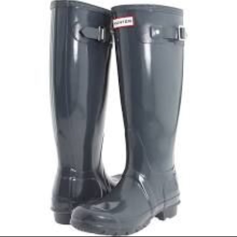 grey hunter rain boots glossed