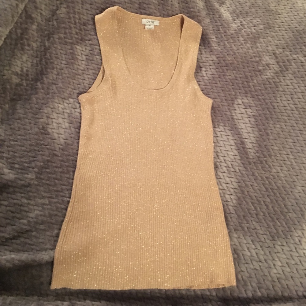 Cache gold knit tank top