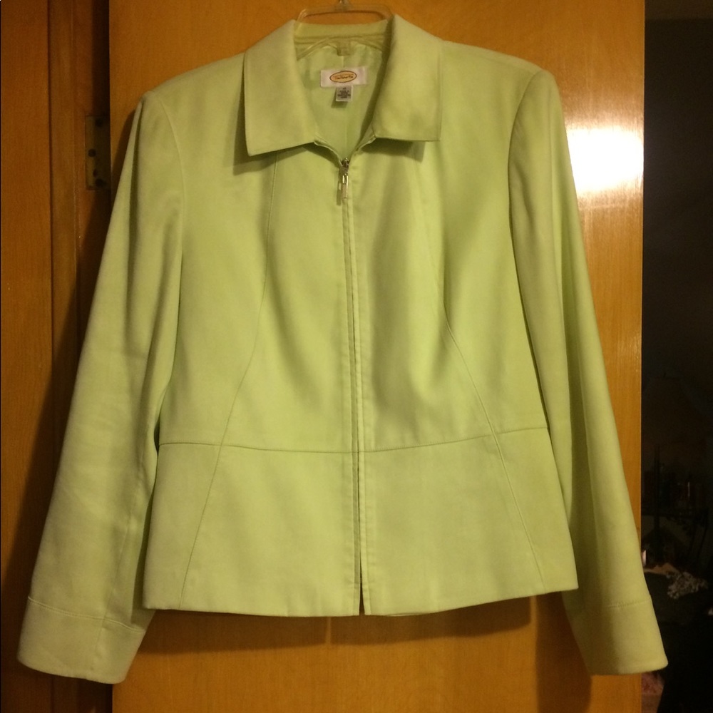 Lime green zip up dress jacket