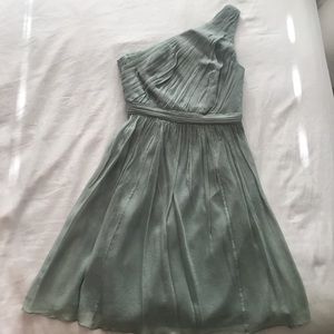 J. Crew silk short one shoulder bridesmaid dress