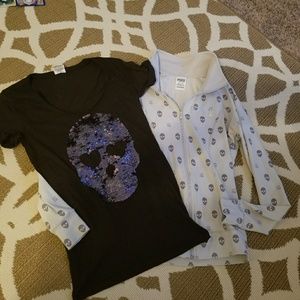 Vs Pink skull set rare xs zip up tee