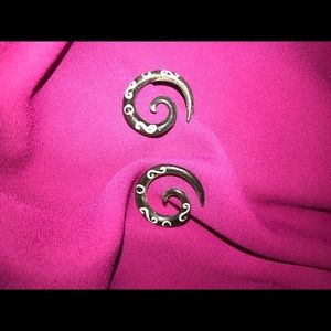 Tribal spiral gauge earrings
