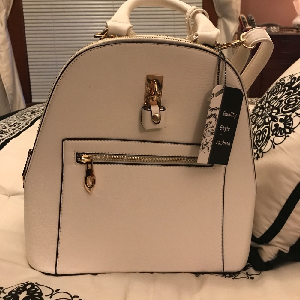 White backpack purse