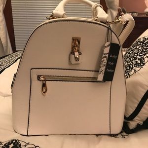 White backpack purse