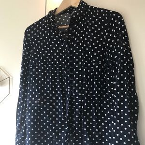 H&M Navy Blue Polka Dot Button Up