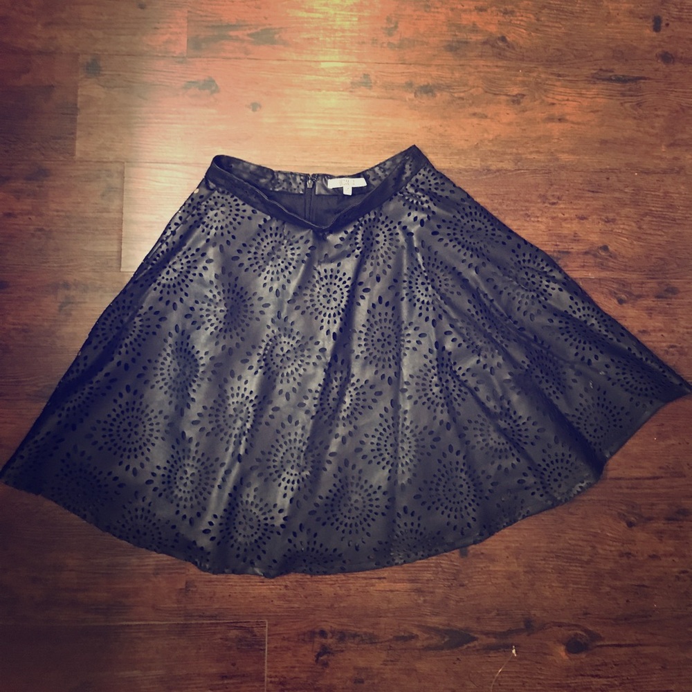 Patterned Leather Flare Skirt - image 1