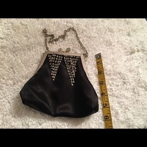 Black silk and rhinestone evening bag