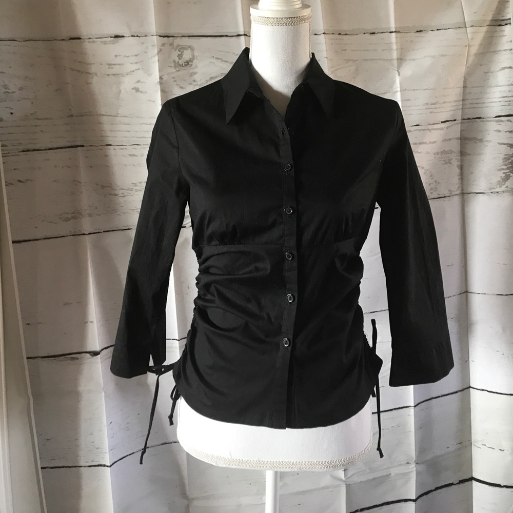 Ladies black button-up