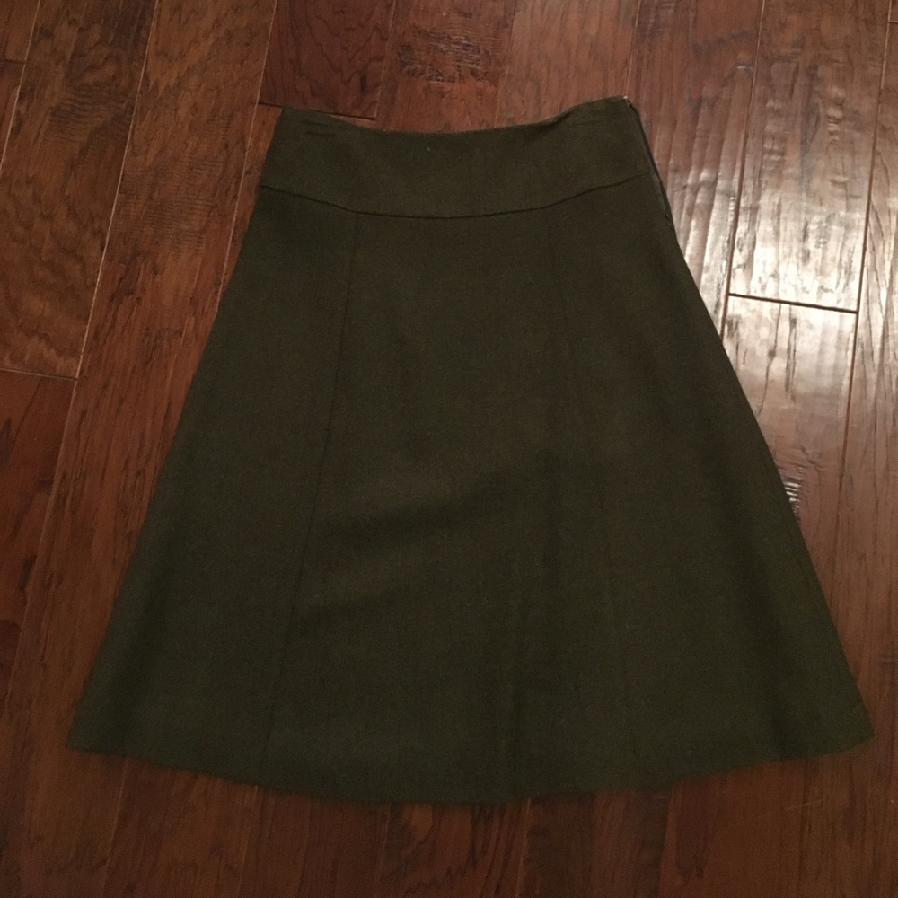 J Crew olive wool skirt.