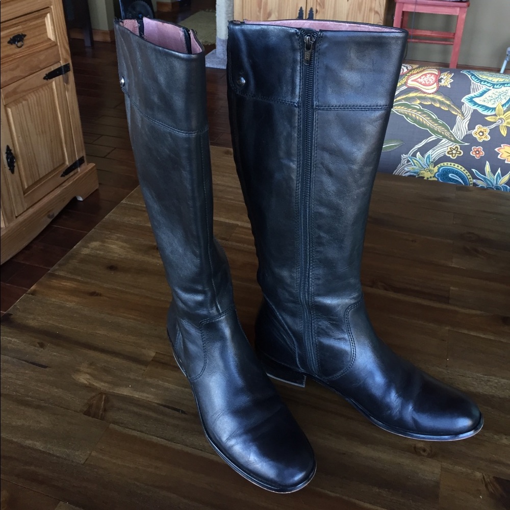 Black leather boots