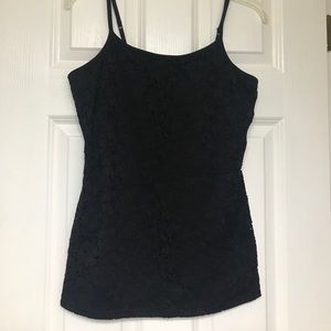 Black patterned built-in bra tank