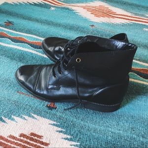 Vintage Black Lace Up Ankle Boots