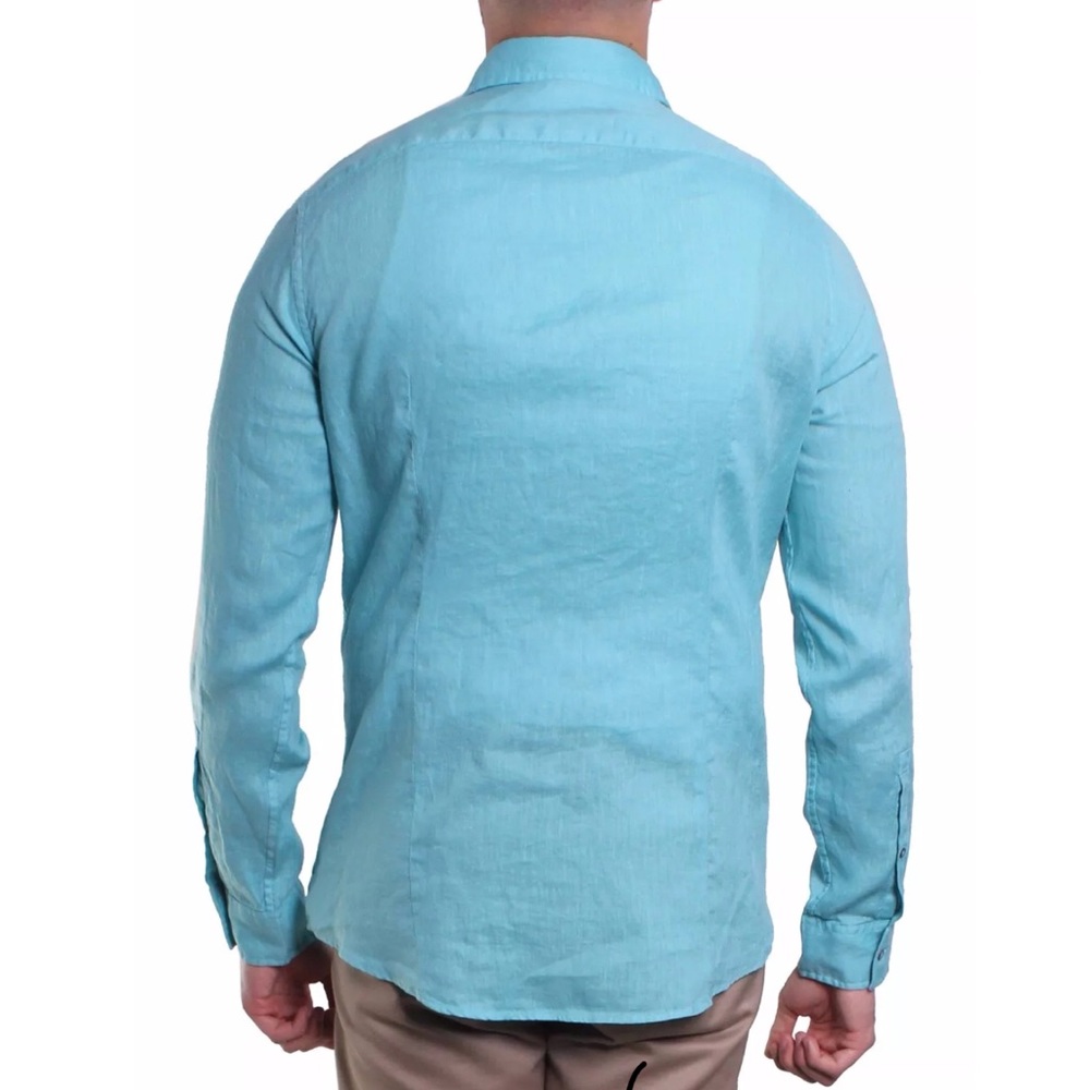 Michael Kors Men’s Aqua Linen Button-Up Size L - Picture 3 of 3