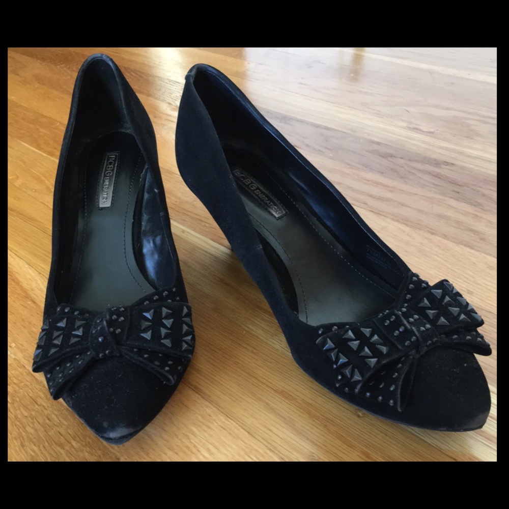 BCBGeneration Black Velvet Wedges