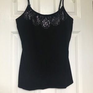 Black Express sequined built-in bra tank