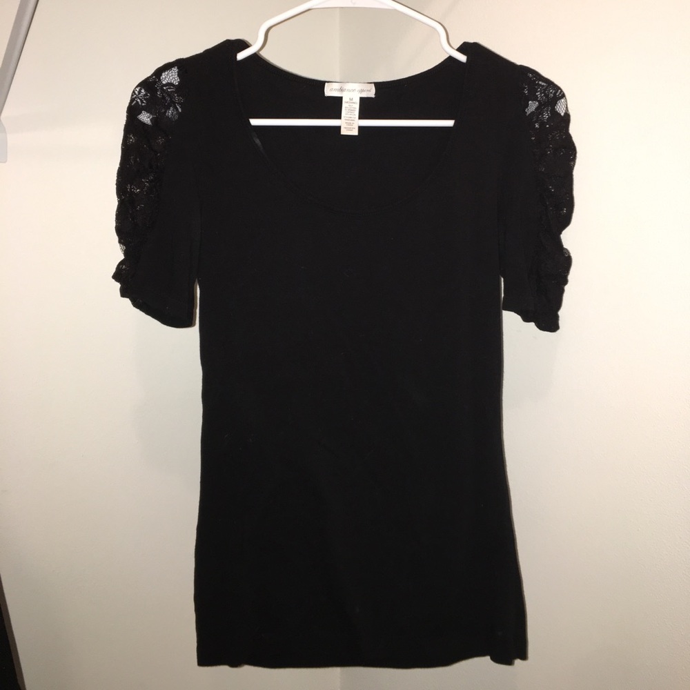 Black top with lace sleeves
