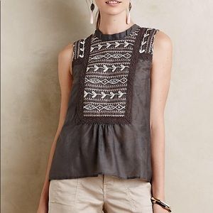 Anthropologie Embroidered Peasant Tank