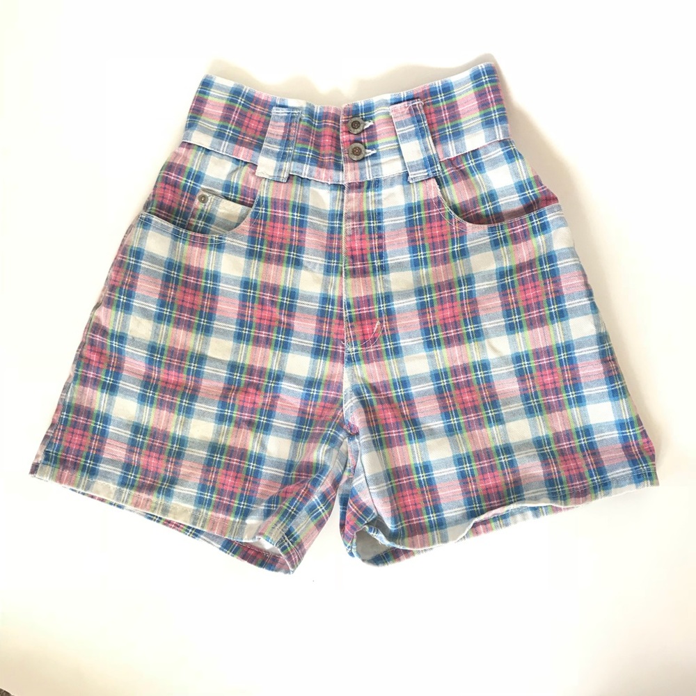 Vintage super high waisted plaid shorts