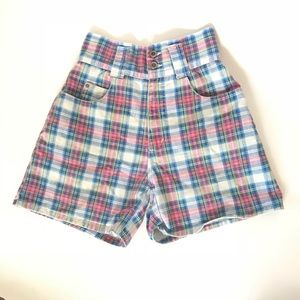 Vintage super high waisted plaid shorts