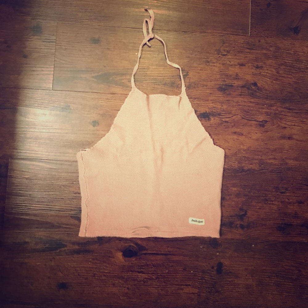 Pink knitted halter top