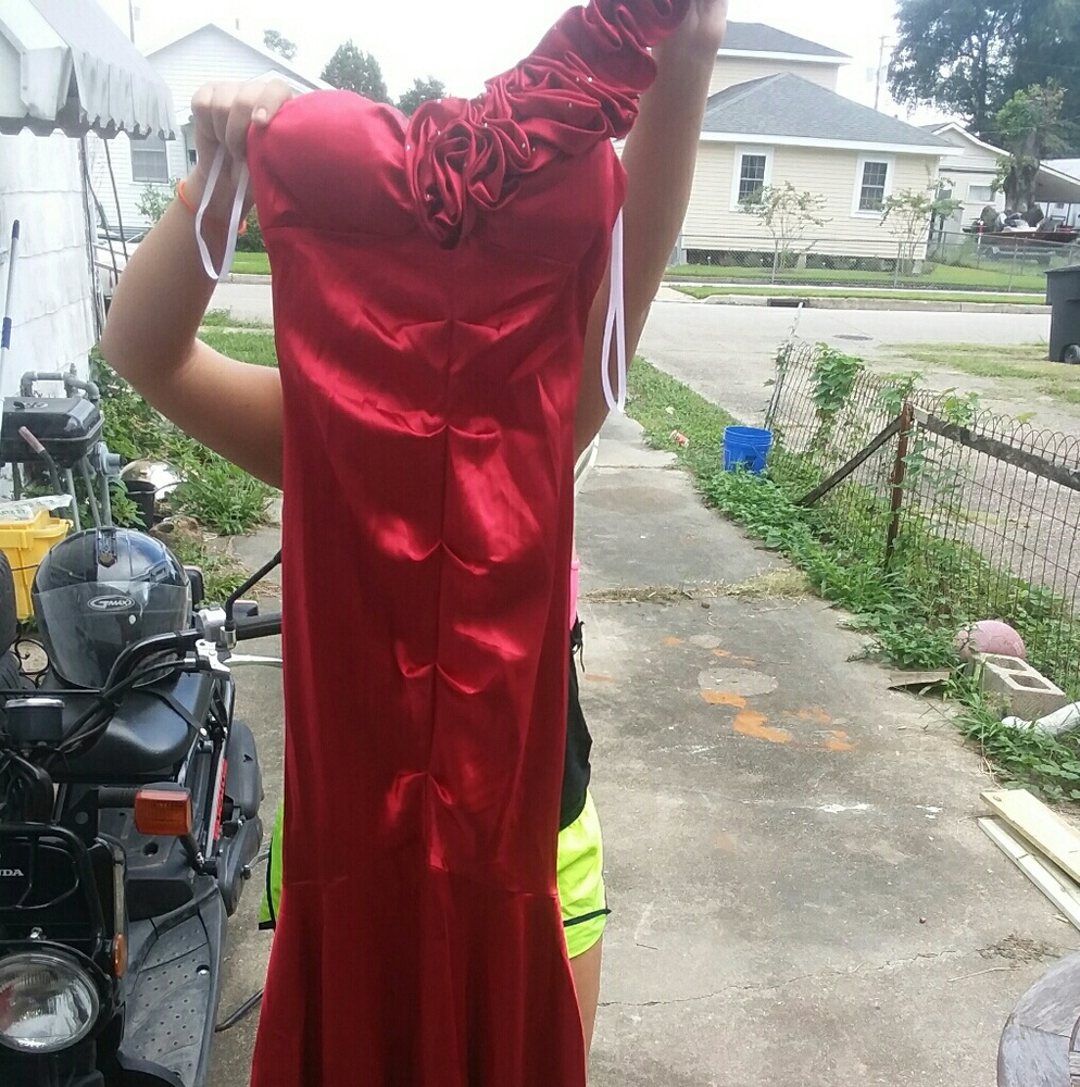 Long red gown