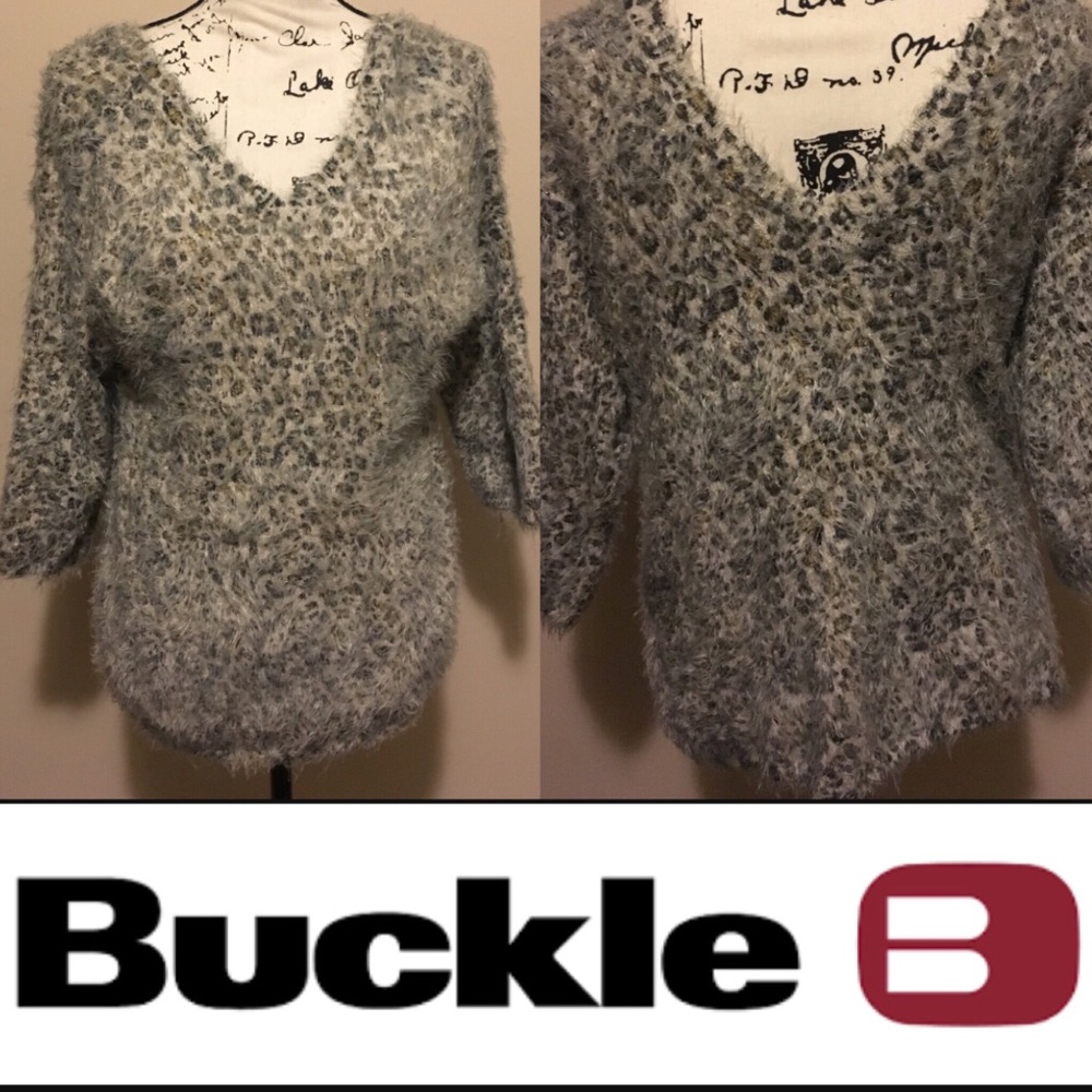 BKE boutique fuzzy leopard sweater size S