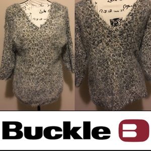 BKE boutique fuzzy leopard sweater size S