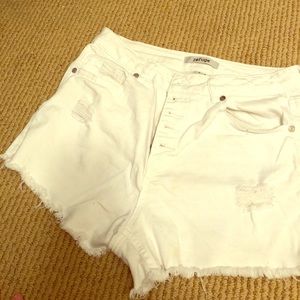 High waisted white shorts