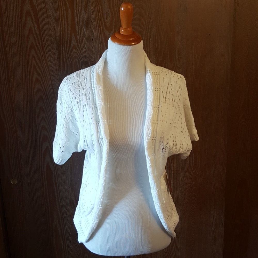 NorthCrest White Open front Cardigan Size Med NWT