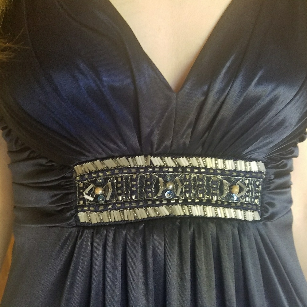 Midnight Blue Grecian Style Gown - Picture 4 of 6