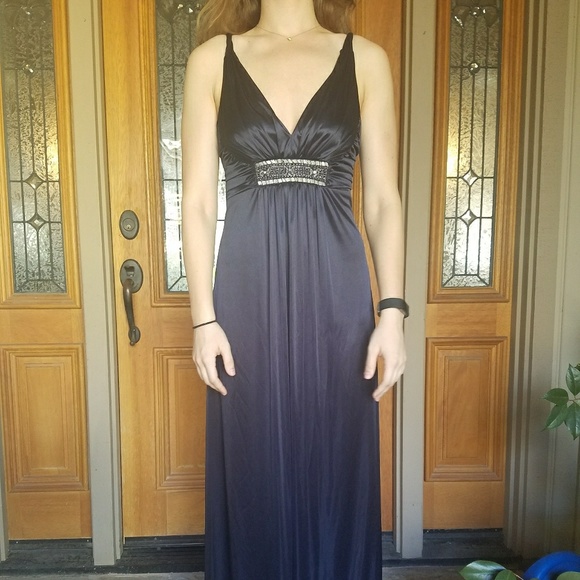 Midnight Blue Grecian Style Gown - Picture 3 of 6