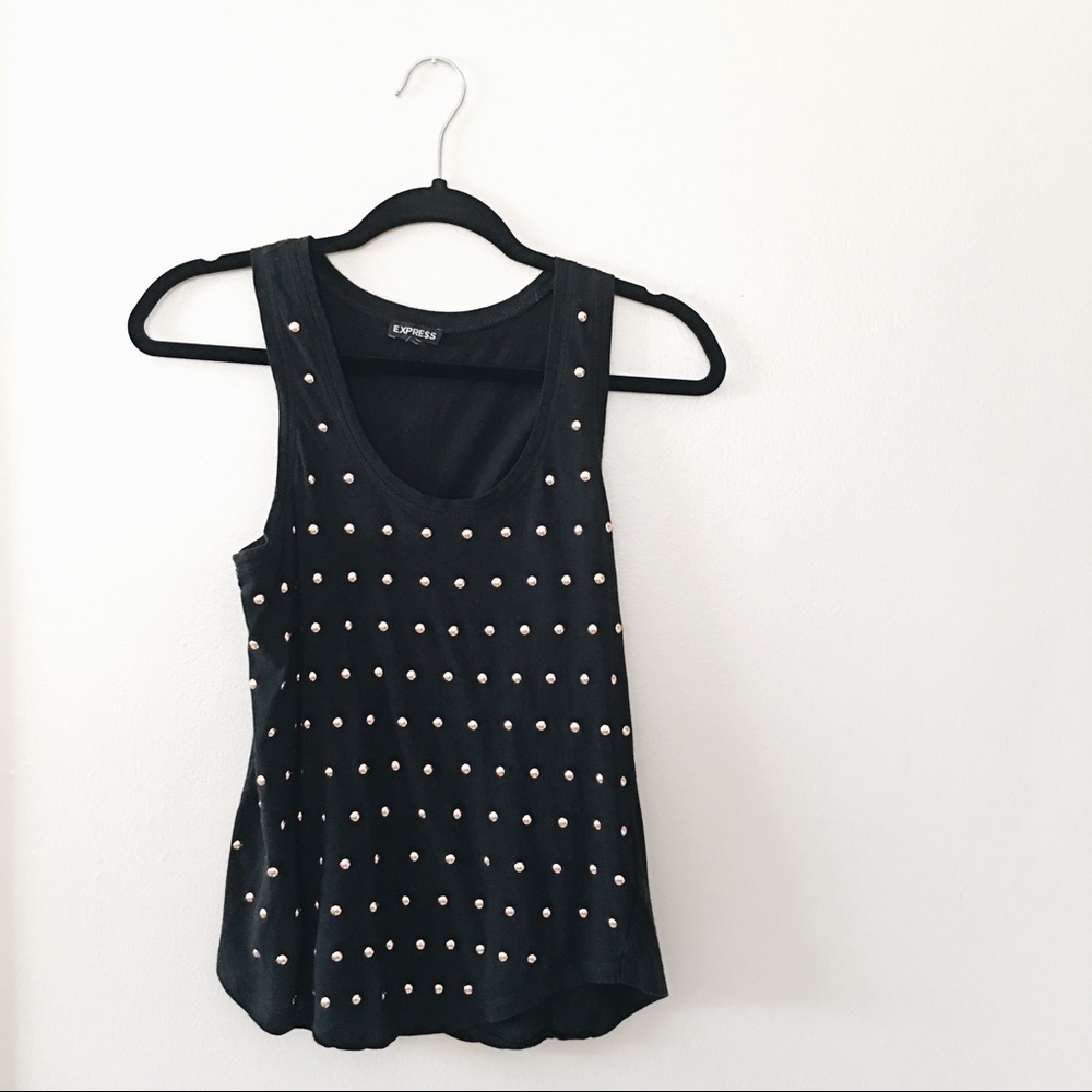 Black gold studded tank top small