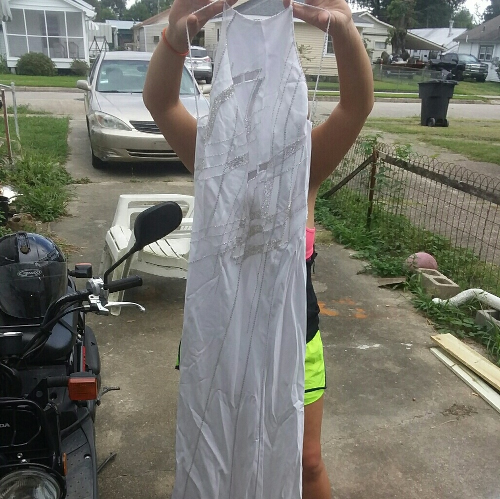 White halter prom dress