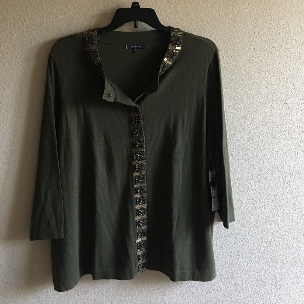 Sold AK ANNE KLEIN KNIT TOP OLIVE GREEN - Picture 6 of 7