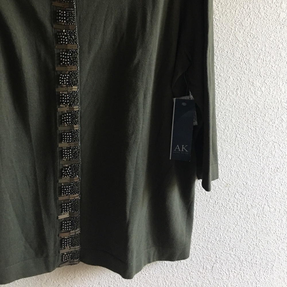 Sold AK ANNE KLEIN KNIT TOP OLIVE GREEN - Picture 3 of 7